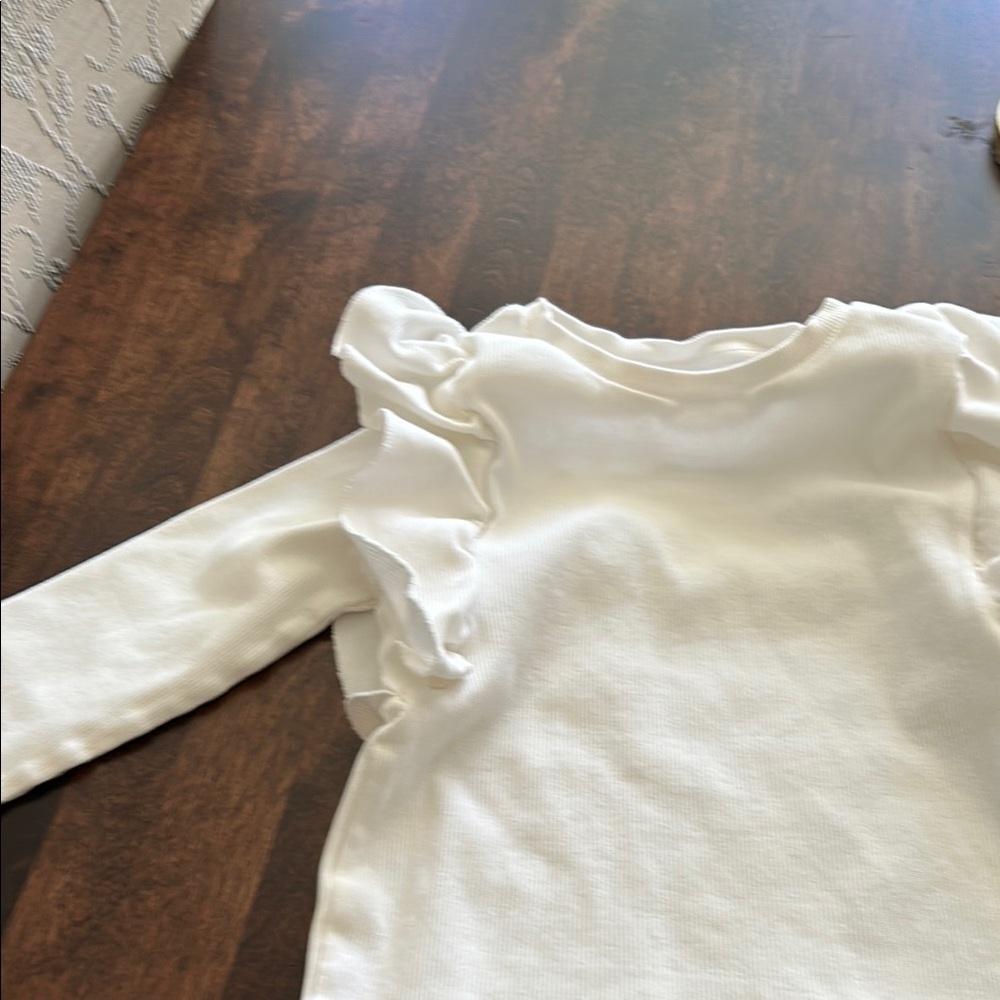 Kids White Ruffle Long Sleeve Top